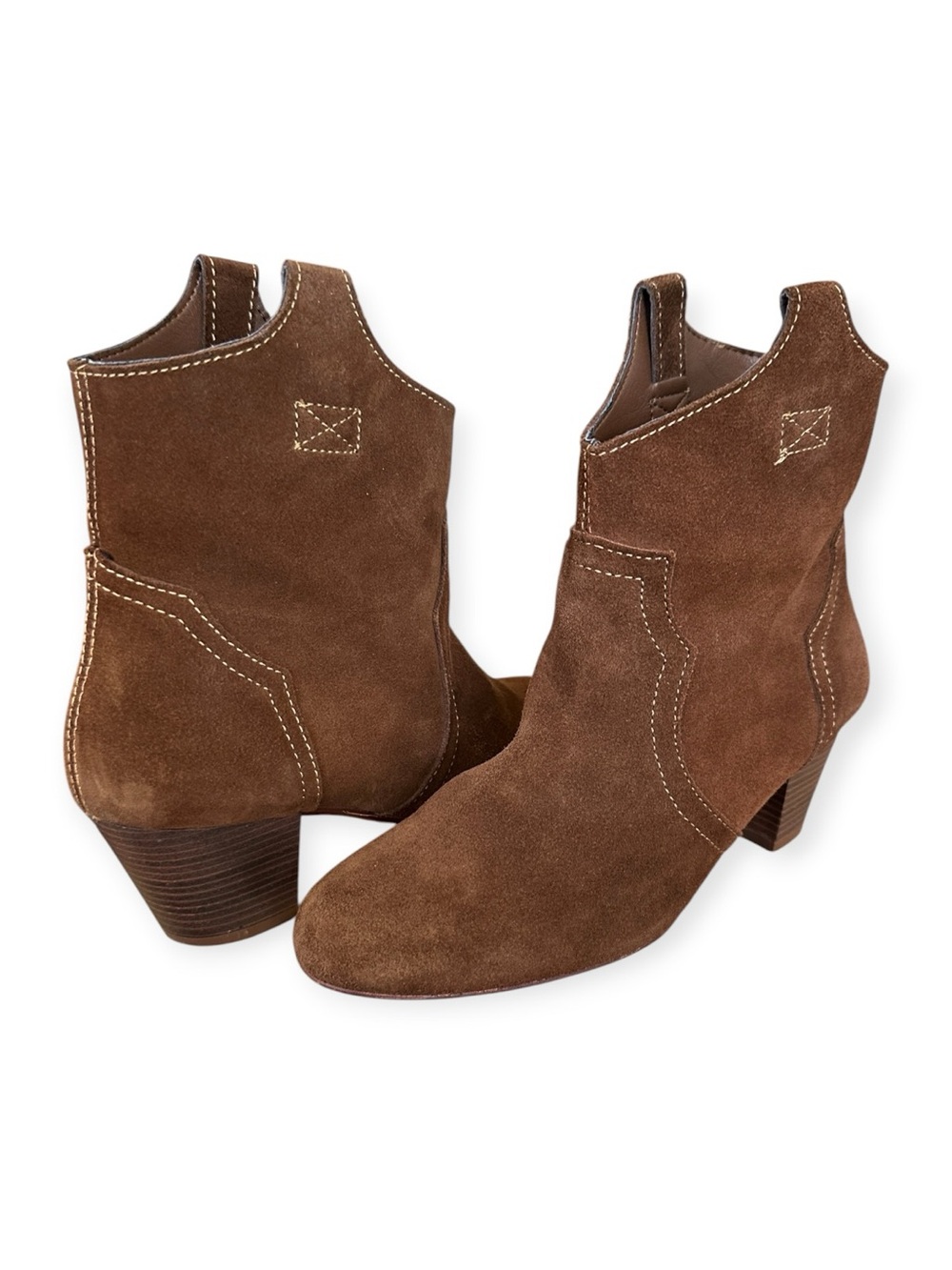 ZARA Trafaluc Brown Suede Western Cowboy Ankle Boots US Size 8 Made in Spain